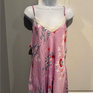 Floral Lace Trim Chemise - Pink